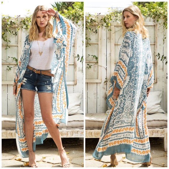 Tribal Road Damask Duster Kimono - Picture 2 of 5